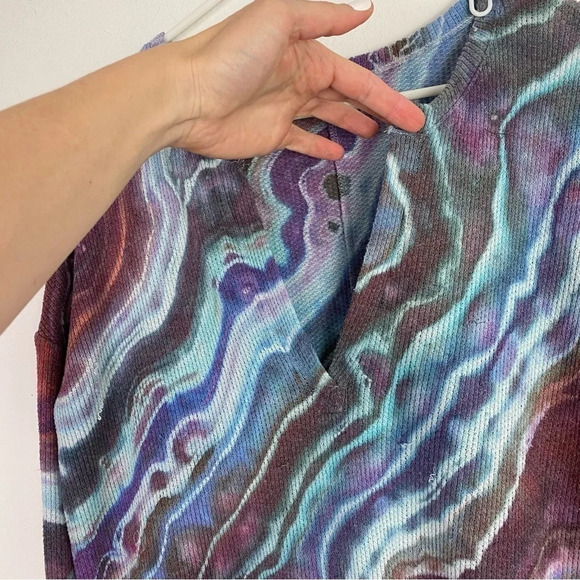 Handmade Geode Tie Dye Thermal Tee Tunic Womens XS Oversized UO Urban Outfitters - Picture 3 of 12